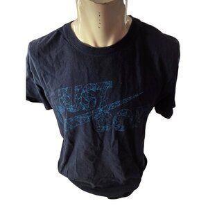 Nike Mens "Just Do It" Graphic Tee * Large *Blue With Geometric Text Design*EUC